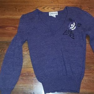 Vintage Purple beaded sweater Small